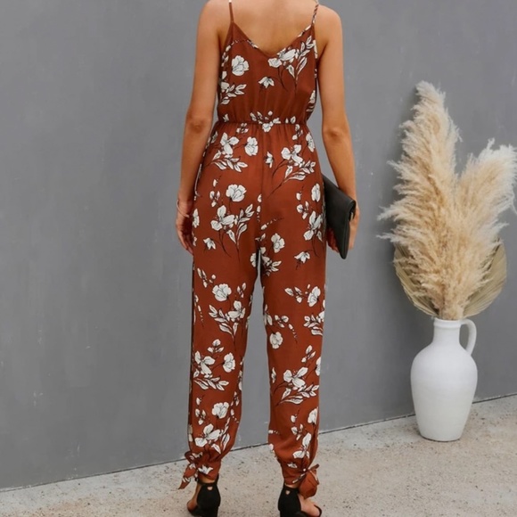 Floral Jumpsuit with Leg Slit - Picture 3 of 3